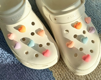 Pastel Heart Shoe Charms | Candy Sweet Hearts Charm Set for Shoes | Girly Kawaii Aesthetic