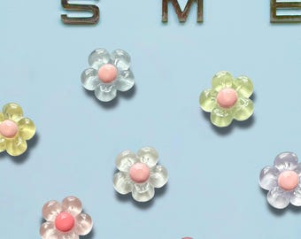 Pretty Jelly Pastel Flowers Fridge Magnets Set