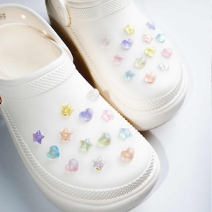 Glitter Aurora Heart & Star Shoe Charms: Custom Color Set