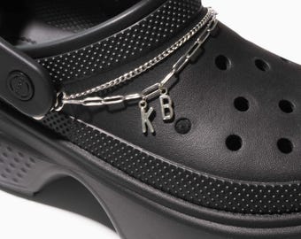 Custom Letters Pair of Silver Double Strand Shoe Chains for Clogs
