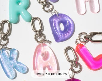 Custom Bubble Jelly Letter Keychain | Personalised Initial Keyring in 60+ Colours | Oversized Y2K Bag Charm