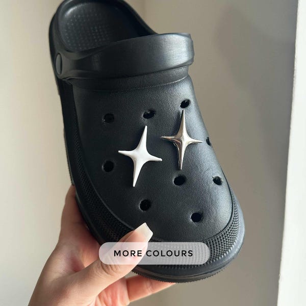 Metall Vier-Punkte-Stern Schuhanhänger | Silber-Gold-Finish