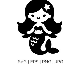 Mermaid SVG EPS Digital download, Silhouette
