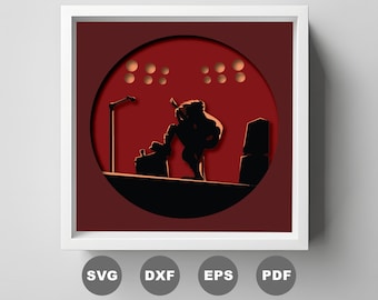 Rock Konzert Shadow Box SVG: 3D Papierschnitt Lichtbox (Digitaler Download)