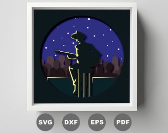 Acoustic Concert Shadow Box , 3D Layered Easy Listening Music SVG , Cricut svg file DIY , 3D Paper Cut Light Box SVG , Cricut Silhouette