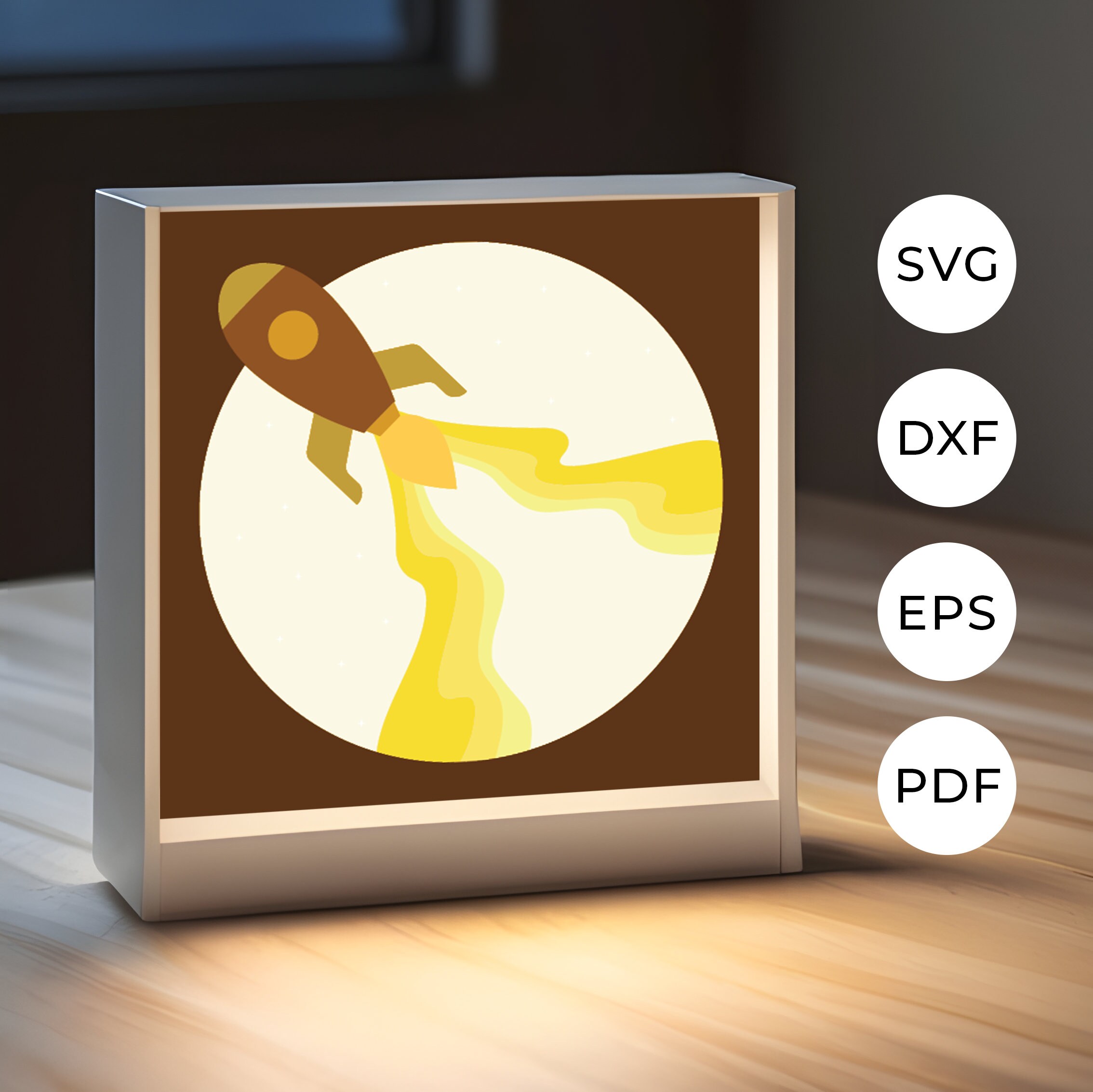 Simple Roket Shadow Rocket Shadow Box , 3D Layered Space SVG , Spaceship , Cricut Svg File ...