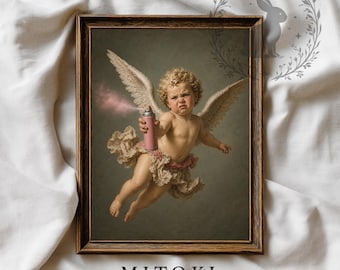 Divertente stampa murale con cherubini per il bagno: poster umoristico rinascimentale per il bagno, decorazione originale per il bagno (digitale)
