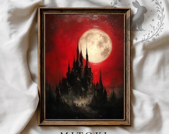 Gothic Draculas Schloss Wandkunst: Dark Academia Fantasy Print (Digitaler Download)