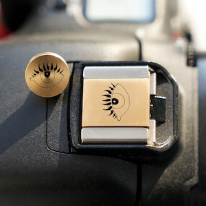 See The World Hot Shoe Cover And Shutter Button, Custom Hot Shoe Cover, Threaded Shutter Button, Gift for Camera Owner, Photographer Gift
