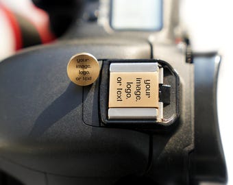 Personalized Image Logo Text Hot Shoe Cover And Shutter Button, DSLR Hot Shoe Cover, Threaded Shutter Button, Gift for Camera Owner