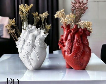 Unique Flower Vase Heart | Unique Heart Shaped Vase | Human Heart Vase | Realistic Heart Planter | Gothic Home Decor