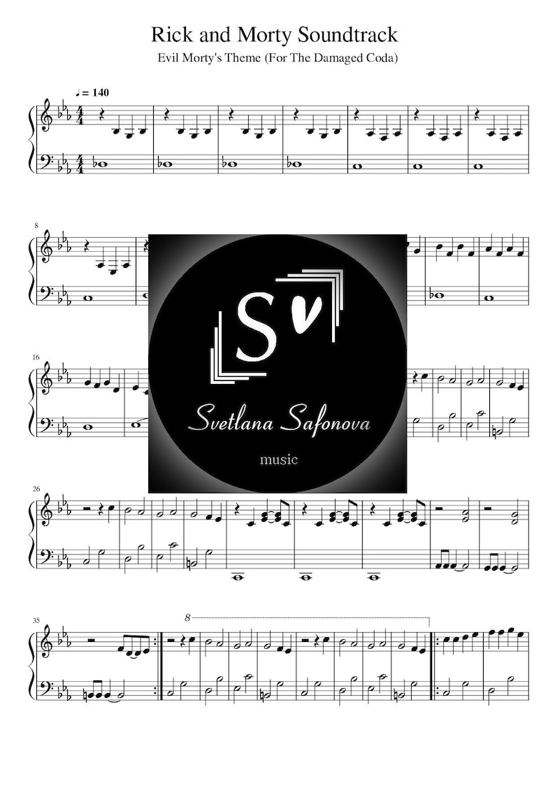Rick and Morty Soundtrack Piano Sheet Music for Beginners - Etsy