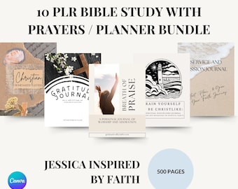 10 PLR Bible Study Planner Bundle: Christian Devotional, Undated Calendars (Digital Download)