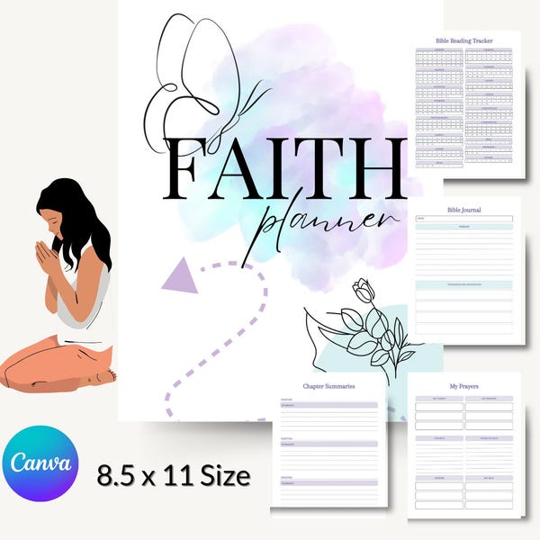 FAITH Journal, Digital Planner / Devotional Journal / Printable / Editable in Canva / PLR / RESELL