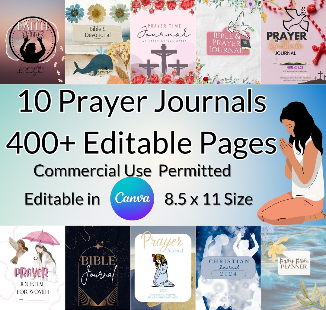Prayer Journal Bundle: 400+ Pages, Editable Canva Template (PLR ...