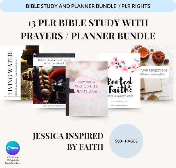 13 PLR Bible Study Planner Bundle: Christian Devotionals (Printables)