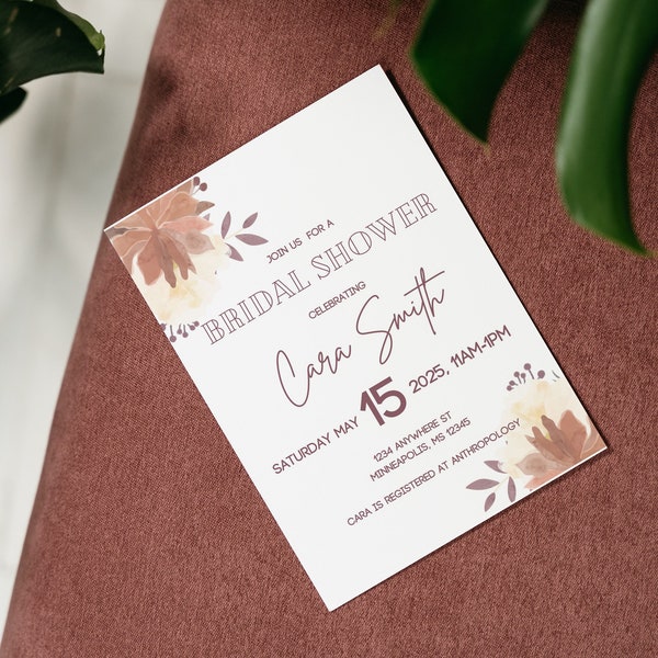 Floral Bridal Shower Invitation EDITABLE Template