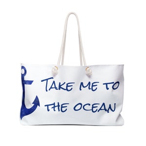 Take me to the ocean WEEKENDER bag- white, BOOTfahren, Angeln Geschenk, Strandtasche