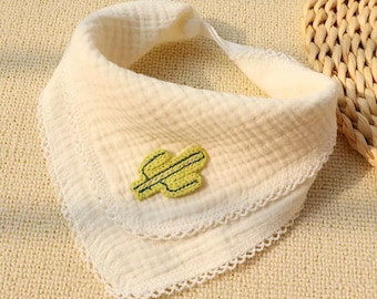 Handmade | Organic Muslin Cotton | Dessert Cactus Bib | Super Soft, Absorbent & Stylish