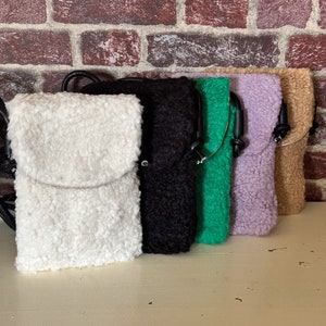 Teddy fur cell phone bag crossover bag different colors image 1