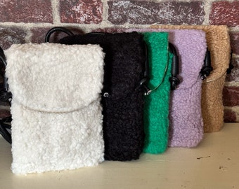 Teddy fur cell phone bag crossover bag different colors