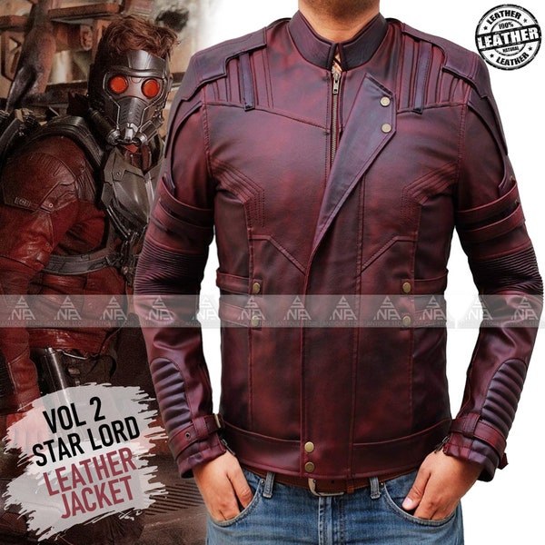 Guardians of The Galaxy Vol 2 Movie Star Lord Leather Jacket, Star Lord Cosplay Genuine Leather Jacket