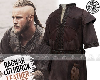 Wikinger Lederjacke, handgemachte Ragnar Lothbrok Lederweste Jacke, Cosplay Kostüm Wikinger Ragnar echte Ziegenfell Lederweste