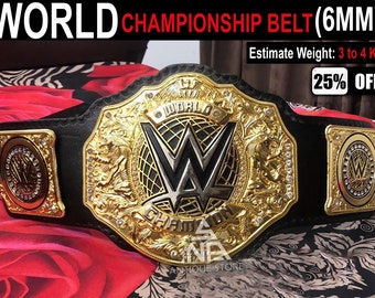 New World Heavyweight Championship Belt, Genuine Leather 6MM Plates Thickness 2 Layers Belt Title, World Wrestling Champion Replica Belt