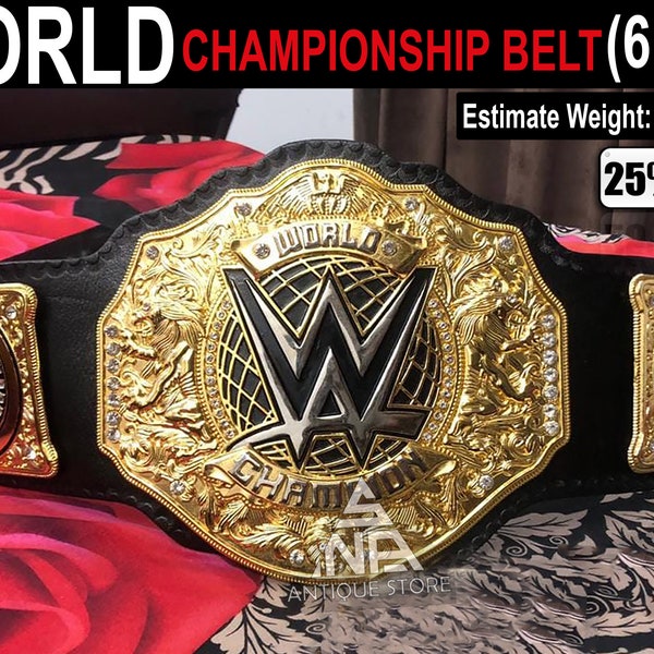New World Heavyweight Championship Belt, Genuine Leather 6MM Plates Thickness 2 Layers Belt Title, World Wrestling Champion Replica Belt