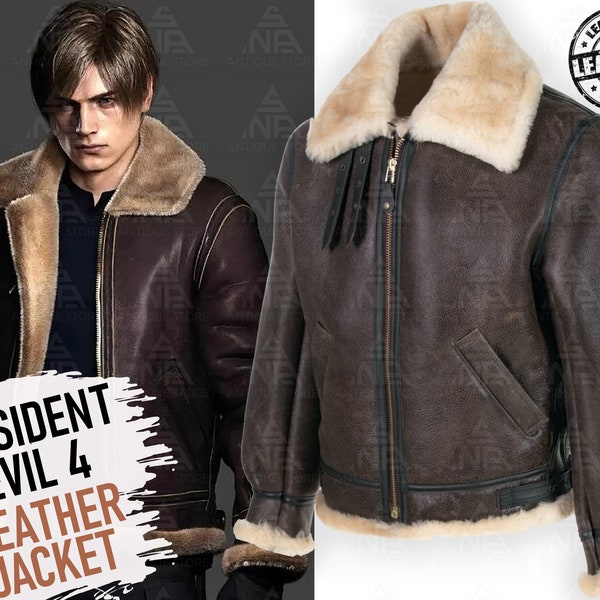 Resident Evil 4 Remake Leon Kennedy Leather Bomber Jacket, Cosplay Game Jacket