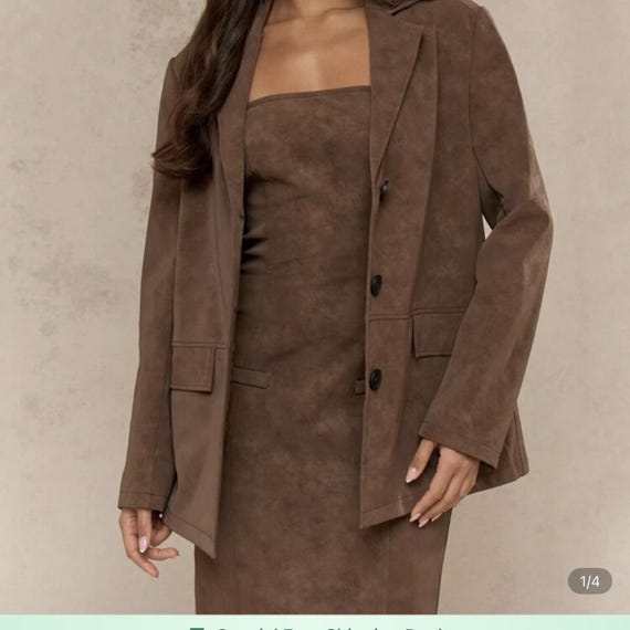knee length dresses for ladies Vintage Wash Real Genuine Leather Women's Blazer Jacket main image 1