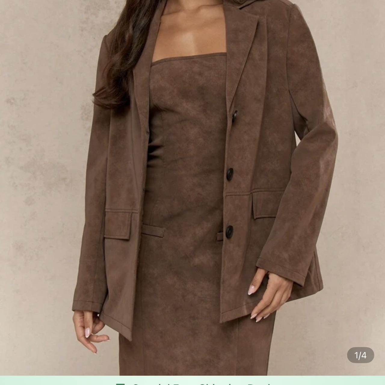 Brown Suede Style Blazer and Dress Set - Etsy