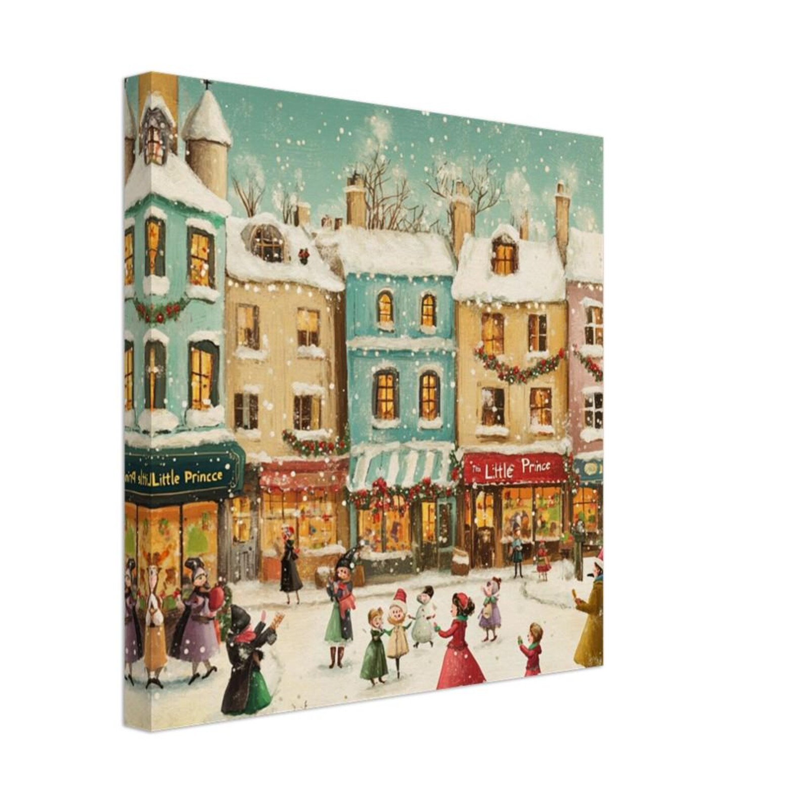 Winter Town Wall Art Snowy Village Print Christmas Village Art Holiday ...
