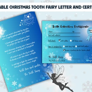 Carta e certificado da Fada do Dente de Natal para impressão | Download digital instantâneo | A4