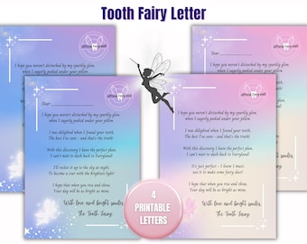 Tooth Fairy Letter Printable | Personalised Name Option | Magical Note from Tooth Fairy
