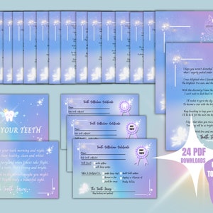 Pacote de cartas e certificados da Ultimate Tooth Fairy | Download Digital Instantâneo | A4 Azul | 24 x PDF