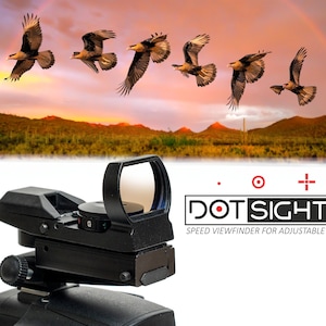 Dot Sight with Connector for Camera, Red/Green with 5 Brightness levels, 4 Reticles, Fully Assembled and Tested. (Camera not included)