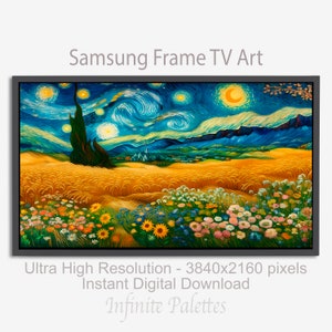 Samsung FRAME TV ART | Van Gogh inspirierte digitale Landschaftskunst | Ätherische Ernte