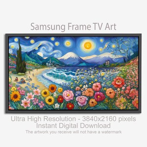 Samsung FRAME TV ART | Van Gogh-Inspired Digital Art |  &quot;Floral Symphony by the Bay&quot;