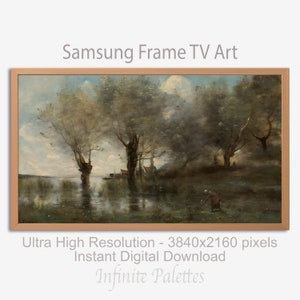 Vintage FRAME TV ART | Download Digital Art |  &quot;A Pond in Picardy&quot; by Corot, Download Art for Frame tv, Frame tv landscape art, Vintage tv