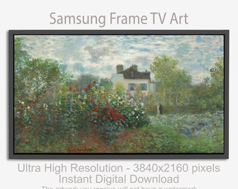 Monet FRAME TV ART | Monet Inspired Digital Art |  &quot;The Artist’s Garden in Argenteuil&quot; | Samsung Frame tv Art | Vintage Frame tv Art