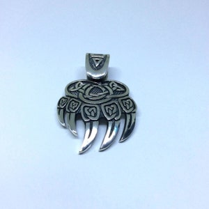 Handcrafted Sterling Silver Veles Paw Pendant: Slavic Pagan Amulet