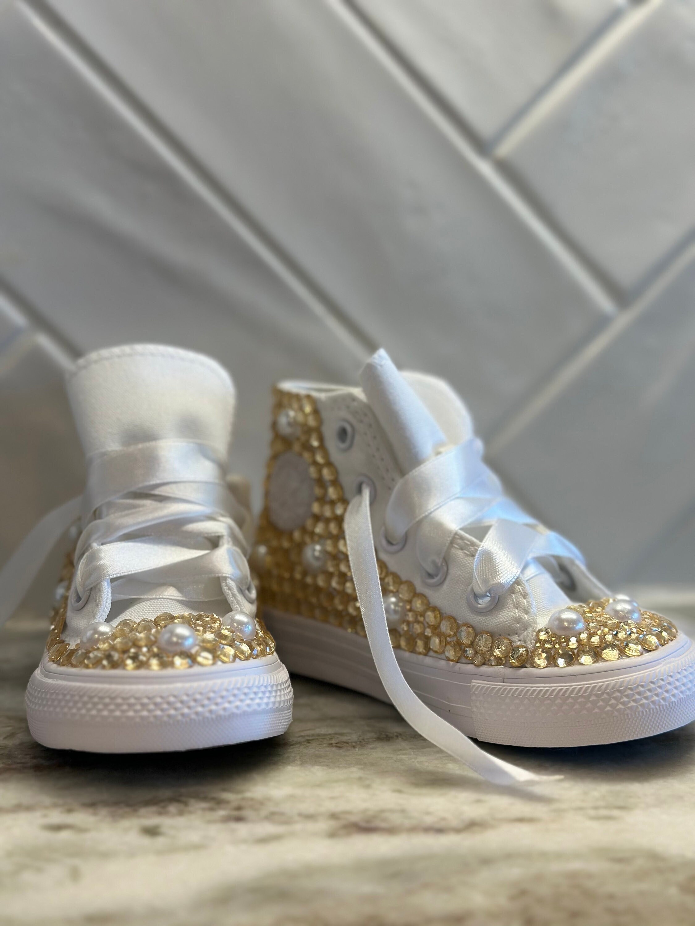 Toddler Gold Bedazzled Converse