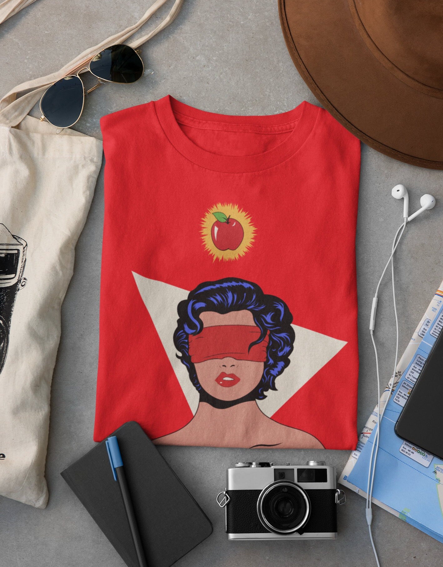 Vintage Graphic Tee Blindfoled Woman Remote Viewing Retro Comic Book Pop Art Rockabilly Shirt