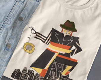 Vintage-Inspired Art Deco T-Shirt Gatsby Style Graphic Sunflower 1920s Nouveau Design Soft Cotton Retro Fashion Unique Gift for Art Lovers