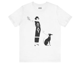 Art Deco Flapper T-Shirt Jazz Age Roaring Twenties Great Gatsby Greyhound Black and White Minimalism Apparel