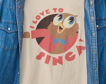 I Love to Singa Owl T-Shirt, Vintage Cartoon Tee