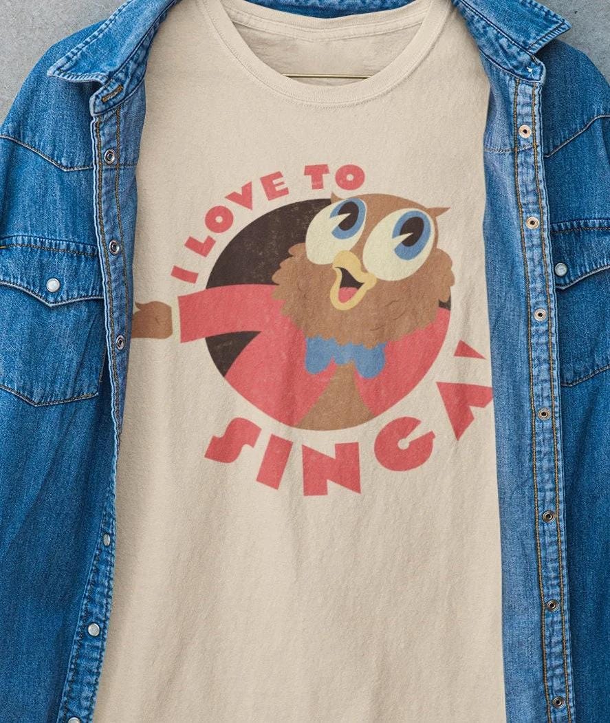Vintage-Inspired Owl Jolson T-Shirt, 'I Love to Singa' Theme Classic Cartoon Nostalgia Unise
