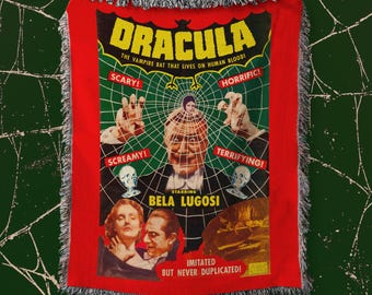 Dracula Classic Postern Woven Blanket Tapestry - Horror Monster Movie Cinema - Vampire Film Large Art