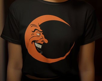 Moon Face Art T-Shirt: Whimsical Retro Pop Art Graphic Tee